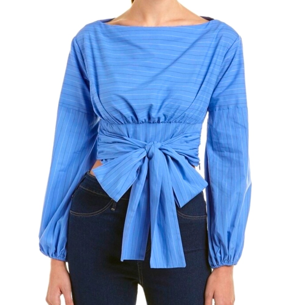LIKELY blue long sleeve collins top